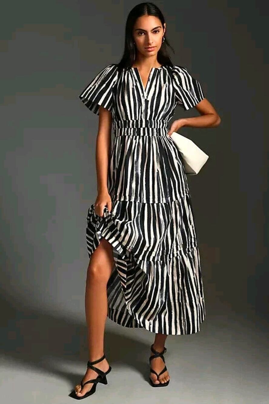 NWOT Anthropologie The Somerset Maxi Dress Carbon Striped. Size S. Retails $168
